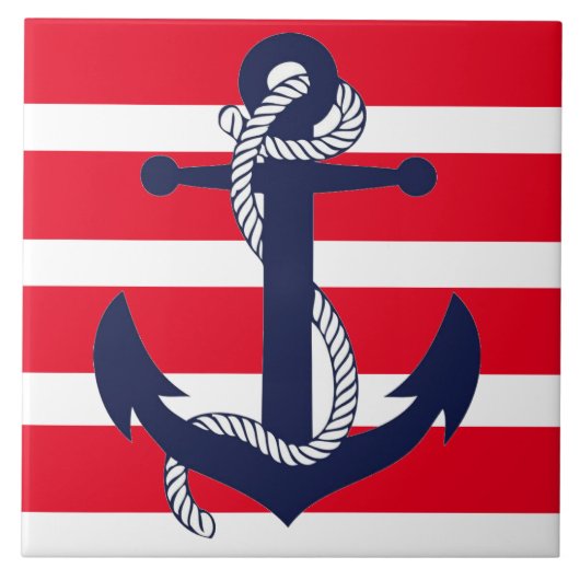 Bad Keramik Tile - Red Blue Anchor Fliese (Vorderseite)