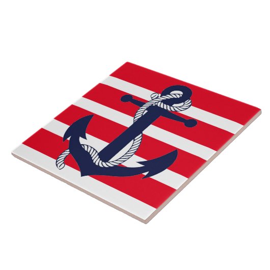 Bad Keramik Tile - Red Blue Anchor Fliese (Seite)