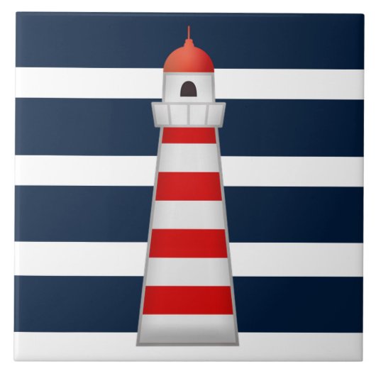 Bad Keramik Tile - Red Blue Lighthouse Fliese (Vorderseite)