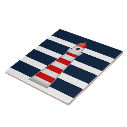 Bad Keramik Tile - Red Blue Lighthouse Fliese (Seite)