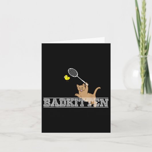 Bad Kitten Funny Badminton Cat Lovers Pub Karte (Vorderseite)