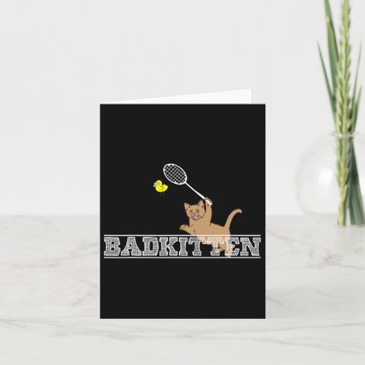 Bad Kitten Funny Badminton Cat Lovers Pub Karte (Vorderseite)