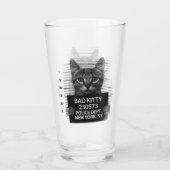 Bad Kitty Cat Police Arrest Foto Funny Beer Glas (Rückseite)