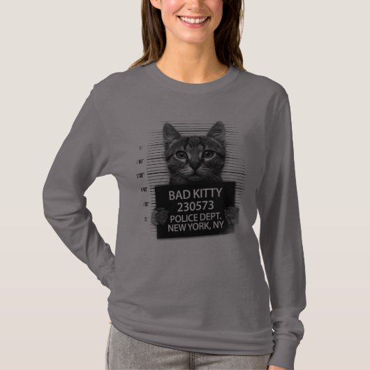 Bad Kitty Cat Police Arrest Foto T - Shirt (Vorderseite)