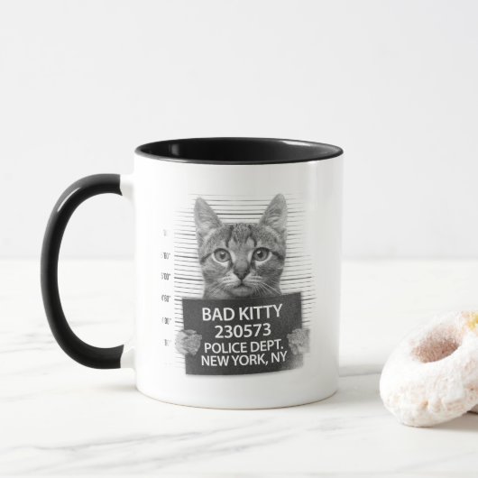 Bad Kitty Cat Police Foto Funny Coffee Tasse (Mit Donut)