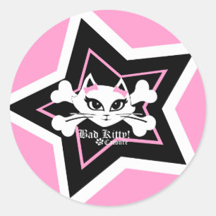 Bad Kitty Little Pink Stickerz Runder Aufkleber