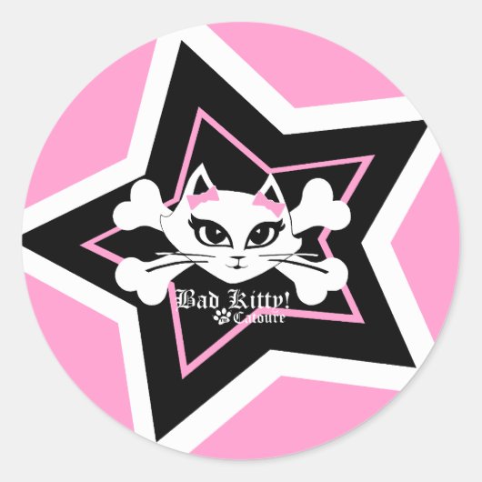 Bad Kitty Little Pink Stickerz Runder Aufkleber (Vorderseite)