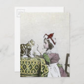 Bad Kitty Viktorianisch Tee Party Vintag Kleines M Einladungspostkarte (Vorne/Hinten)