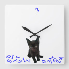 Bad Kitty~ WALL CLOCK/BLUE Quadratische Wanduhr