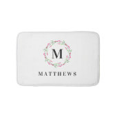 Bad-Matte - Blumenkreis-Monogramm-Name Badematte (Vorderseite)