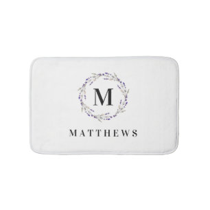 Bad-Matte - Blumenkreis-Monogramm-Name Badematte