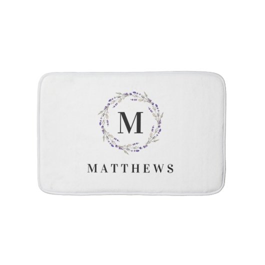 Bad-Matte - Blumenkreis-Monogramm-Name Badematte (Vorderseite)