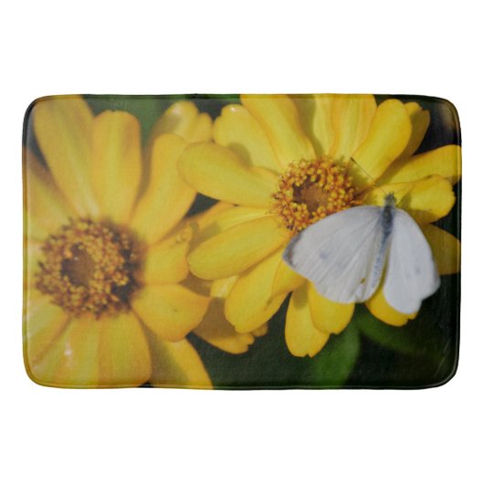 Bad-Matte/Gänseblümchen und Schmetterling Badematte (Vorderseite)