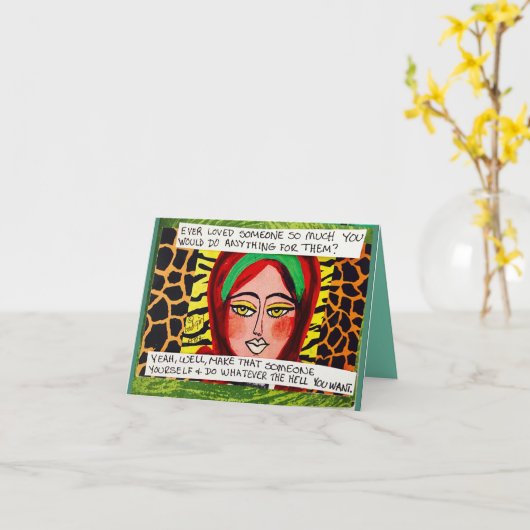 BAD MIRL ART NOTECARD KARTE (Gelbe Blume)