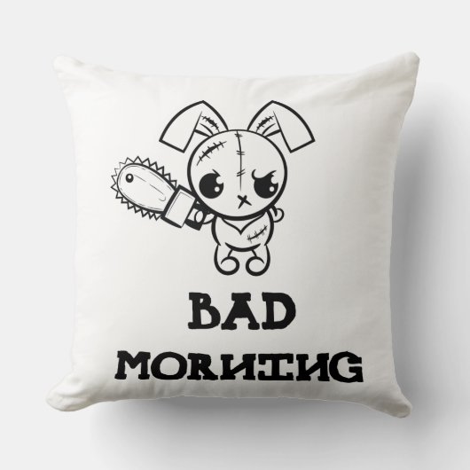 Bad Morning Grumpy Voodoo Sonniger T - Shirt Kissen (Vorderseite)