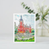 Bad Muskau Deutschland Reisemarkt Wasserfarbe Postkarte (Stehend Vorderseite)