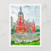 Bad Muskau Deutschland Reisemarkt Wasserfarbe Postkarte (Vorderseite)