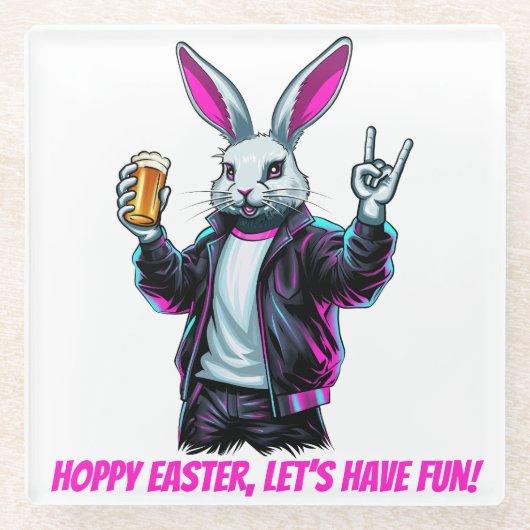 Bad Oaster Bunny! Hoppy Ostern, Lass's Have Fun! Glasuntersetzer (Vorderseite)