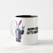 Bad Oaster Bunny! Hoppy Ostern, Lass's Have Fun! Zweifarbige Tasse (Vorderseite Links)