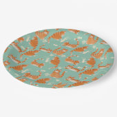 Bad Orange Tabby Katzen klopfen über Muster Pappteller (Schrägansicht)