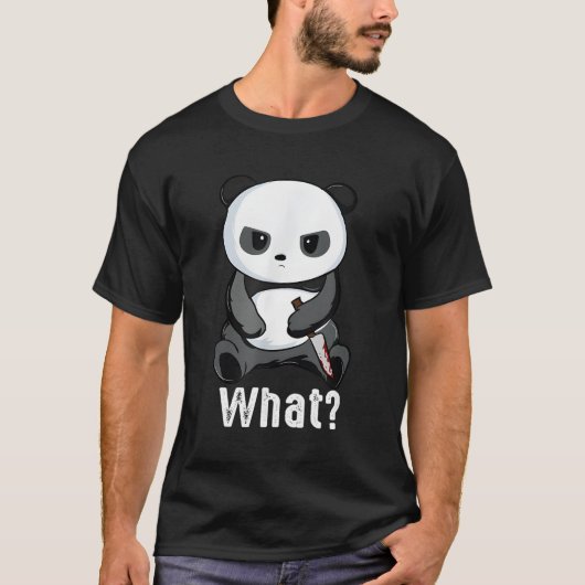 Bad Panda Bär mit Messer Kämpfe Panda T-Shirt (Vorderseite)