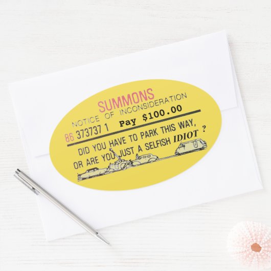 Bad Parking Summons Ovaler Aufkleber (Umschlag)