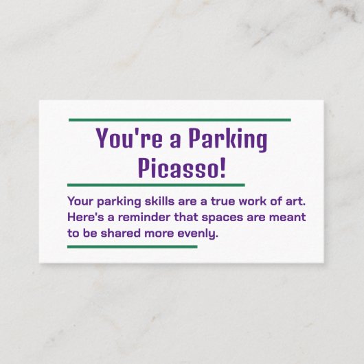 Bad Parking Visitenkarte (Vorderseite)