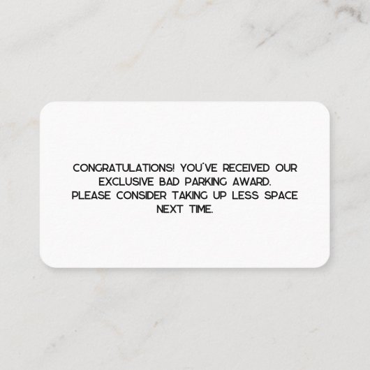 Bad Parking Visitenkarte (Rückseite)