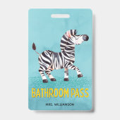 Bad Pass Niedlich Zebra Lehrerschule Ausweis (Rückseite)