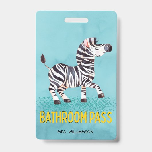 Bad Pass Niedlich Zebra Lehrerschule Ausweis (Vorderseite)