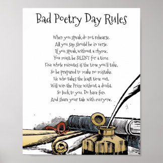 Bad Poetry Day Funny Game regiert Gedicht Poster