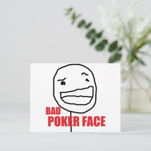 Bad Poker Face Postkarte (Stehend Vorderseite)