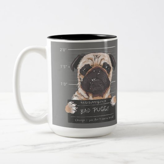 Bad Puggy Charge Sie wollen nicht wissen, Hund Vat Zweifarbige Tasse (Links)