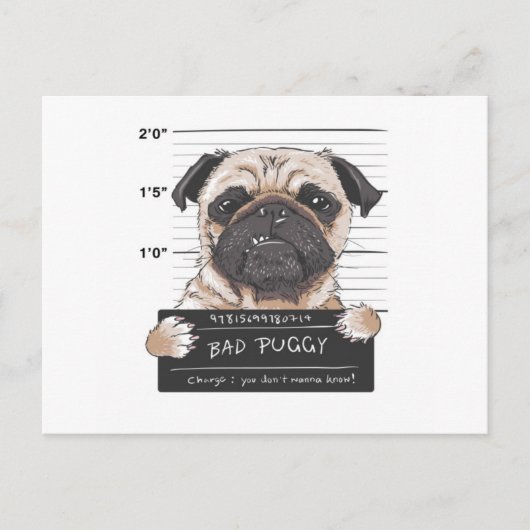 Bad Puggy Tasse Shot Postkarte (Vorderseite)