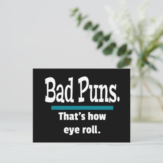 Bad Puns Eye Roll Funny Postkarte (Stehend Vorderseite)