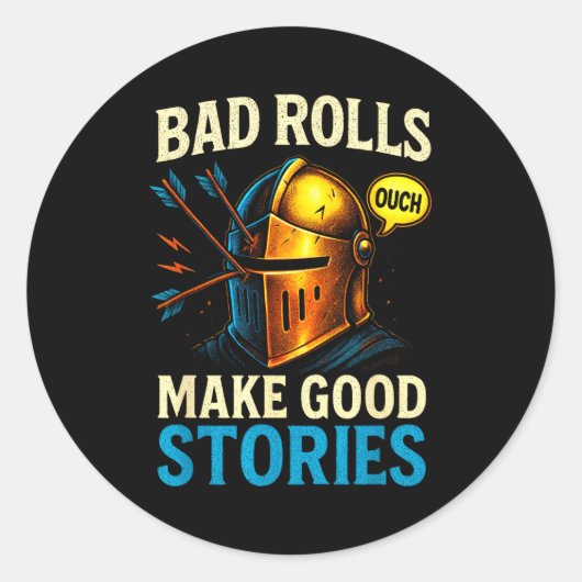 Bad Rolls Make Good Stories - Rpg Gaming Fun Runder Aufkleber (Vorderseite)