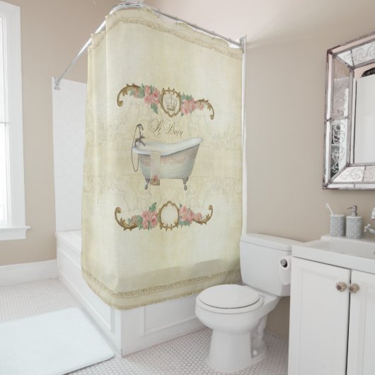 Bad-Rosen-Wohngestaltung Parchment Le Bain Duschvorhang (Beispiel)