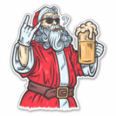 Bad Santa Claus, Rock, Bier und Zigar Aufkleber (Vorderseite)