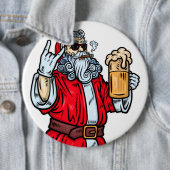 Bad Santa Claus, Rock, Bier und Zigar Button (Beispiel)