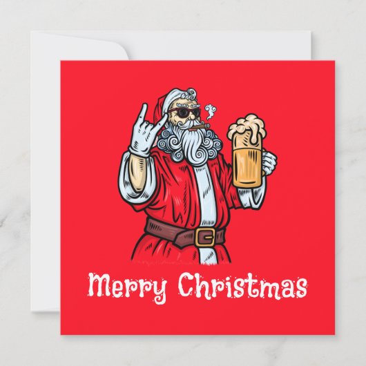 Bad Santa Claus, Rock, Bier und Zigar Einladung (Vorderseite)