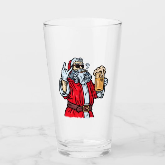 Bad Santa Claus, Rock, Bier und Zigar Glas (Vorderseite)