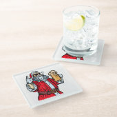 Bad Santa Claus, Rock, Bier und Zigar Glasuntersetzer (Schrägansicht)