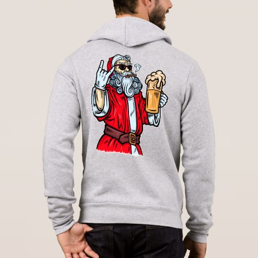 Bad Santa Claus, Rock, Bier und Zigar Hoodie (Rückseite)