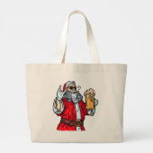 Bad Santa Claus, Rock, Bier und Zigar Jumbo Stoffbeutel (Rückseite)