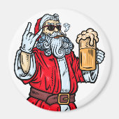 Bad Santa Claus, Rock, Bier und Zigar Magnet (Vorne)