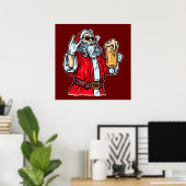 Bad Santa Claus, Rock, Bier und Zigar Poster (Heimbüro)