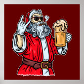 Bad Santa Claus, Rock, Bier und Zigar Poster (Vorne)