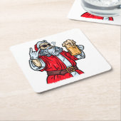 Bad Santa Claus, Rock, Bier und Zigar Rechteckiger Pappuntersetzer (angewinkelt)