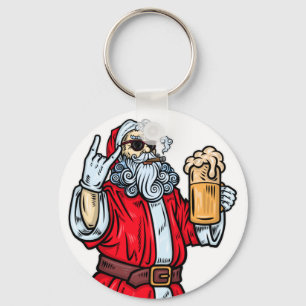 Bad Santa Claus, Rock, Bier und Zigar Schlüsselanhänger