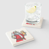 Bad Santa Claus, Rock, Bier und Zigar Steinuntersetzer (Seitenansicht)